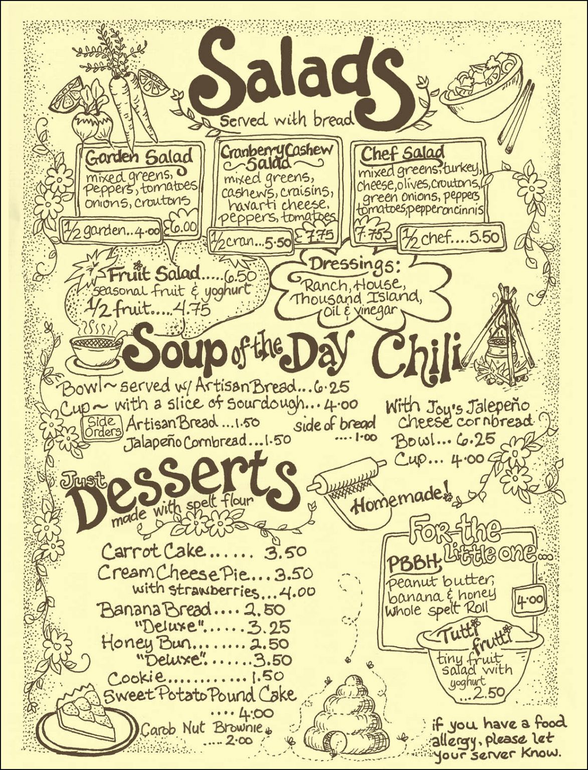 Menu The Yellow Deli Honiton