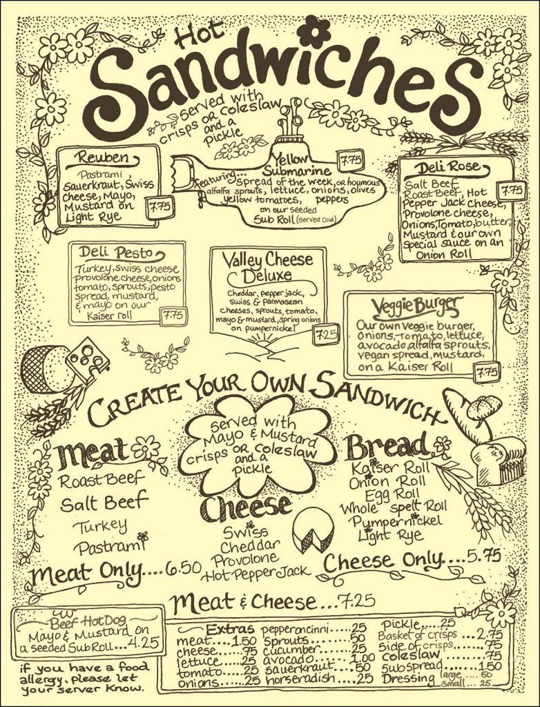 Menu The Yellow Deli Honiton