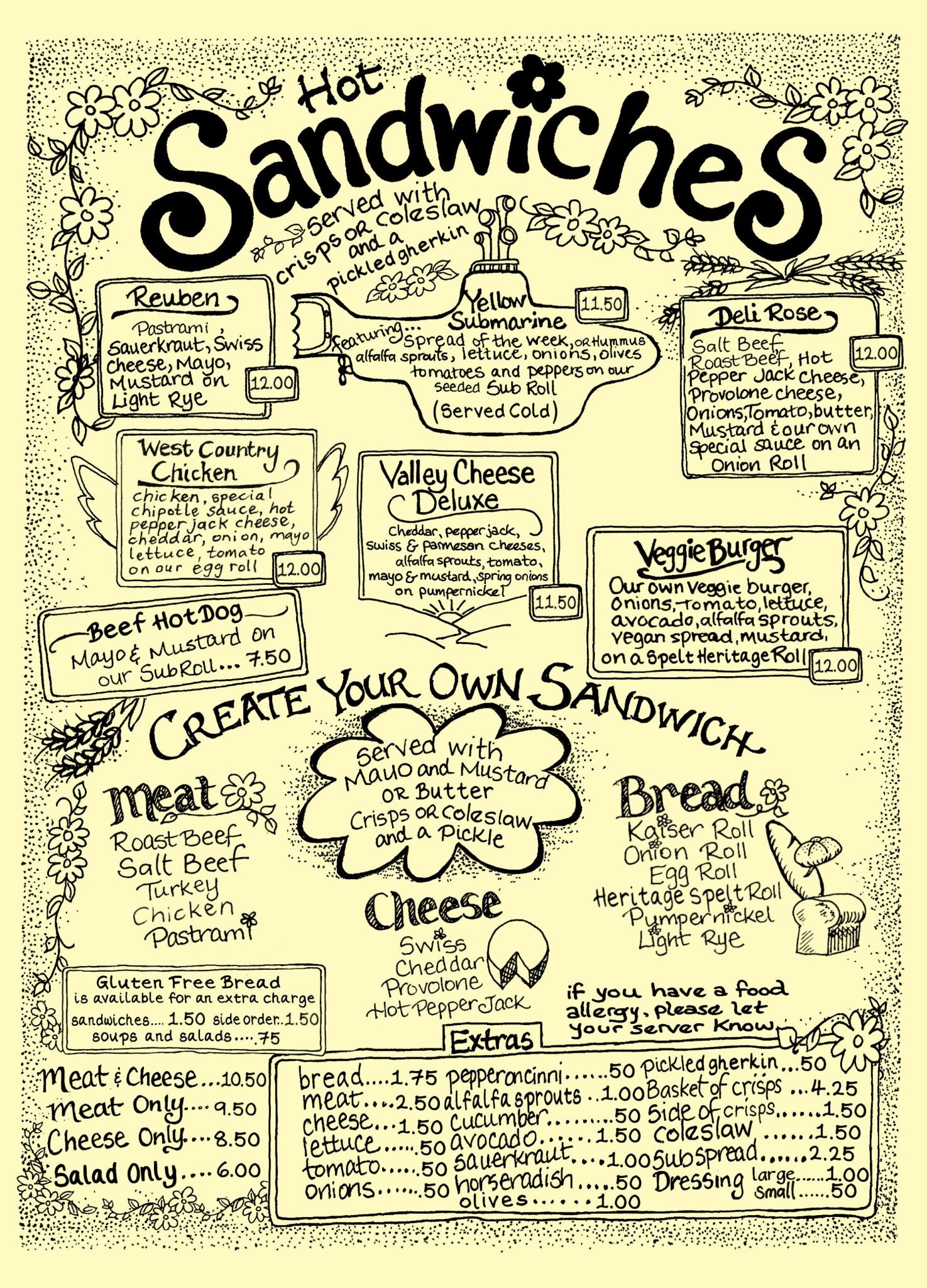 Menu The Yellow Deli Honiton